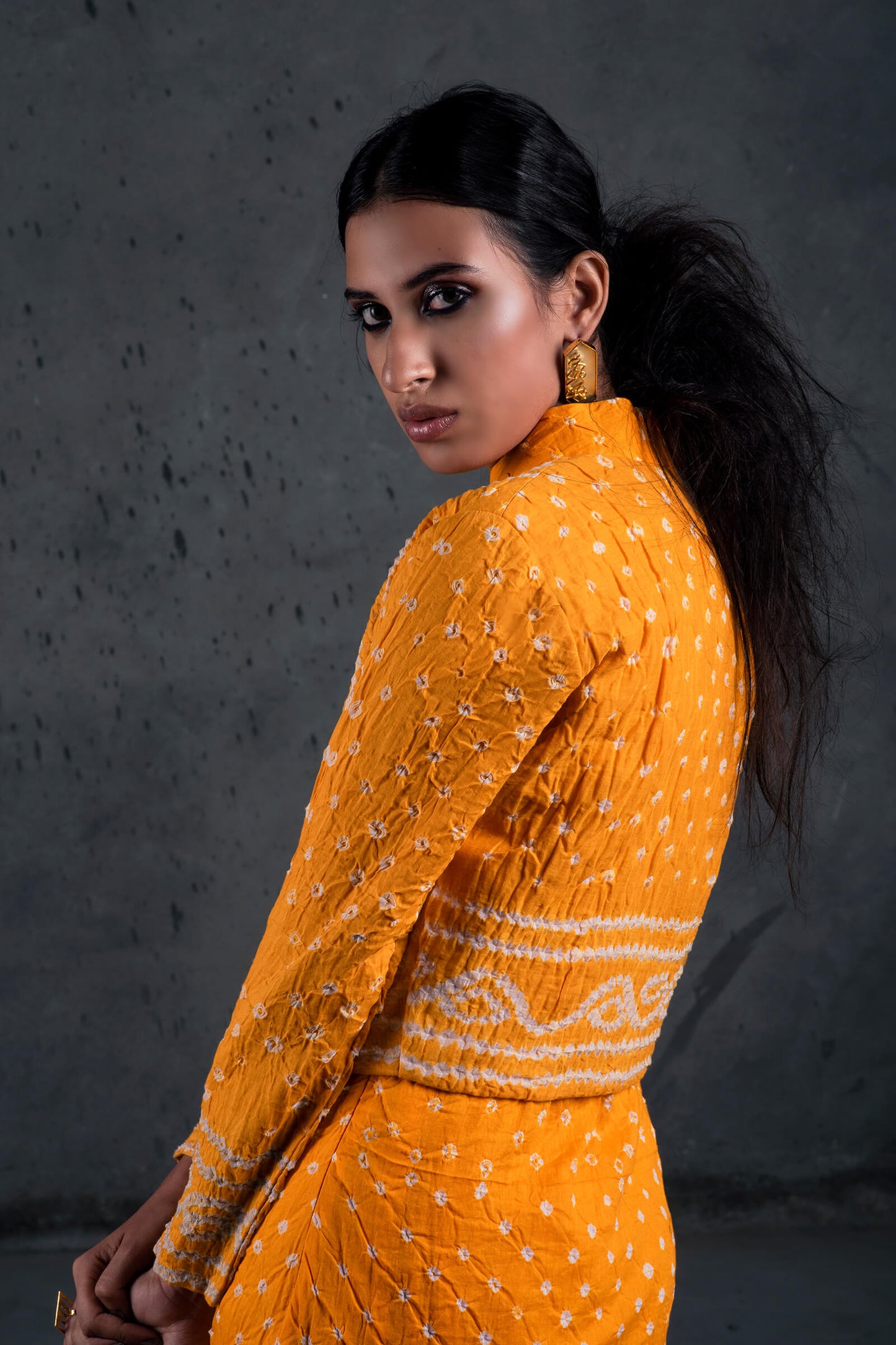 Yellow Bandhani Kurta And Pakistani Salwar With Jacket