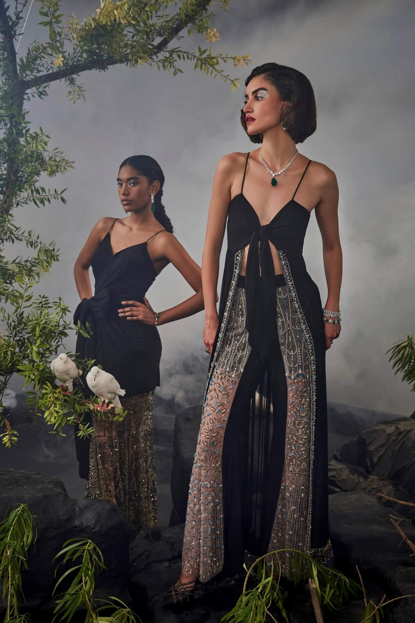 Bow Top With Godet Skirt