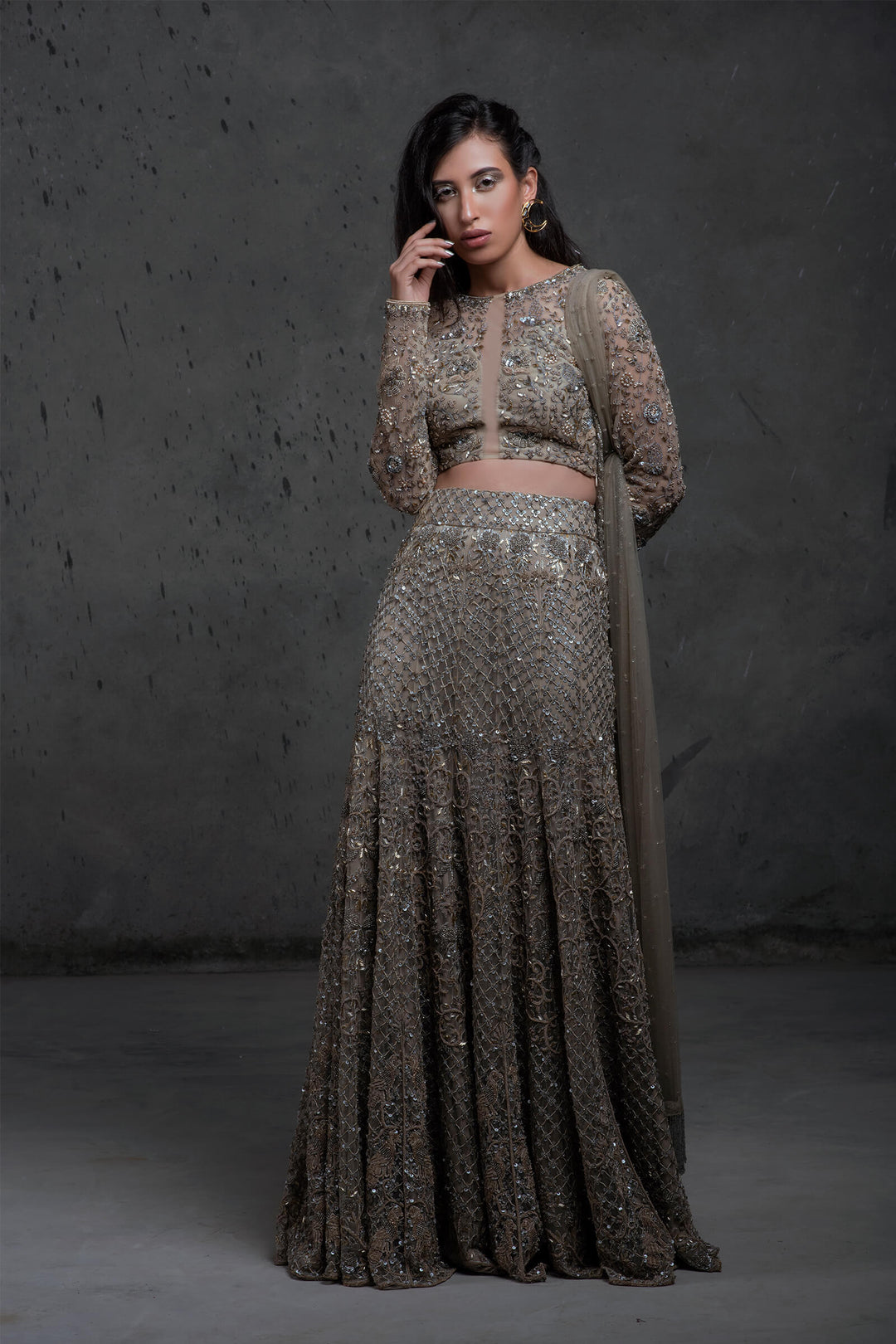 Nude lehenga And Blouse With Zardozi Embroidery