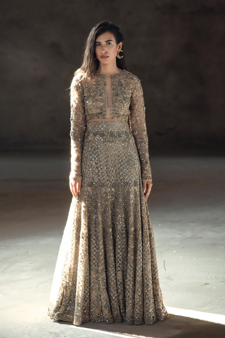 Nude lehenga And Blouse With Zardozi Embroidery