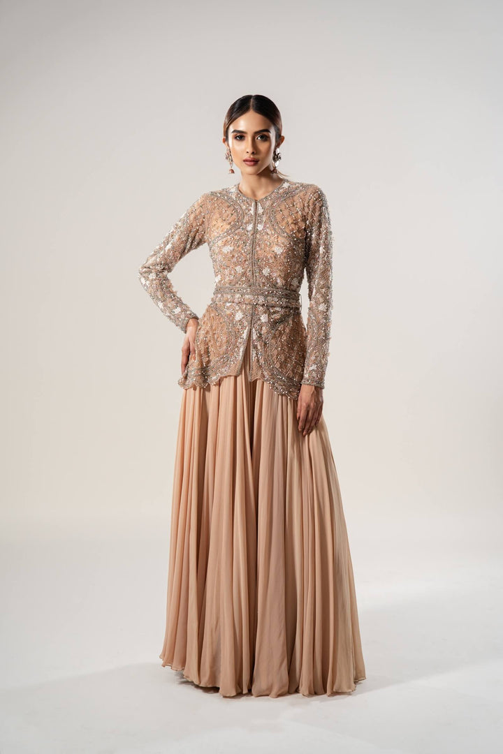 Peach Petal Jacket With Georgette Sharara