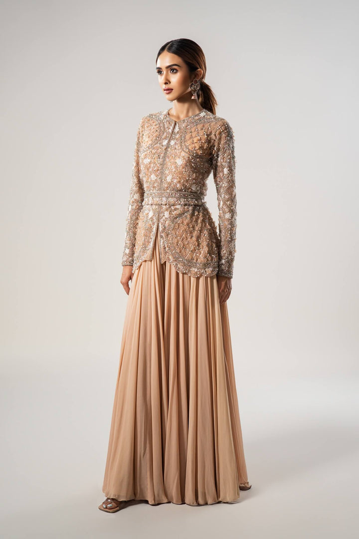 Peach Petal Jacket With Georgette Sharara