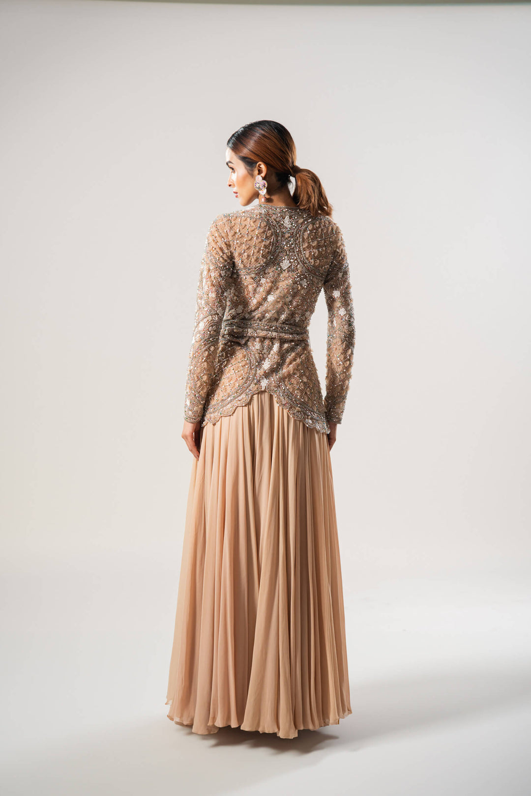 Peach Petal Jacket With Georgette Sharara