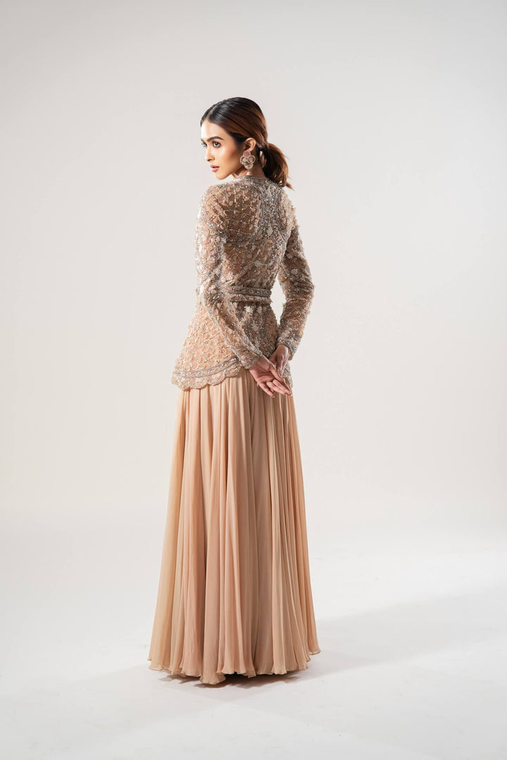Peach Petal Jacket With Georgette Sharara