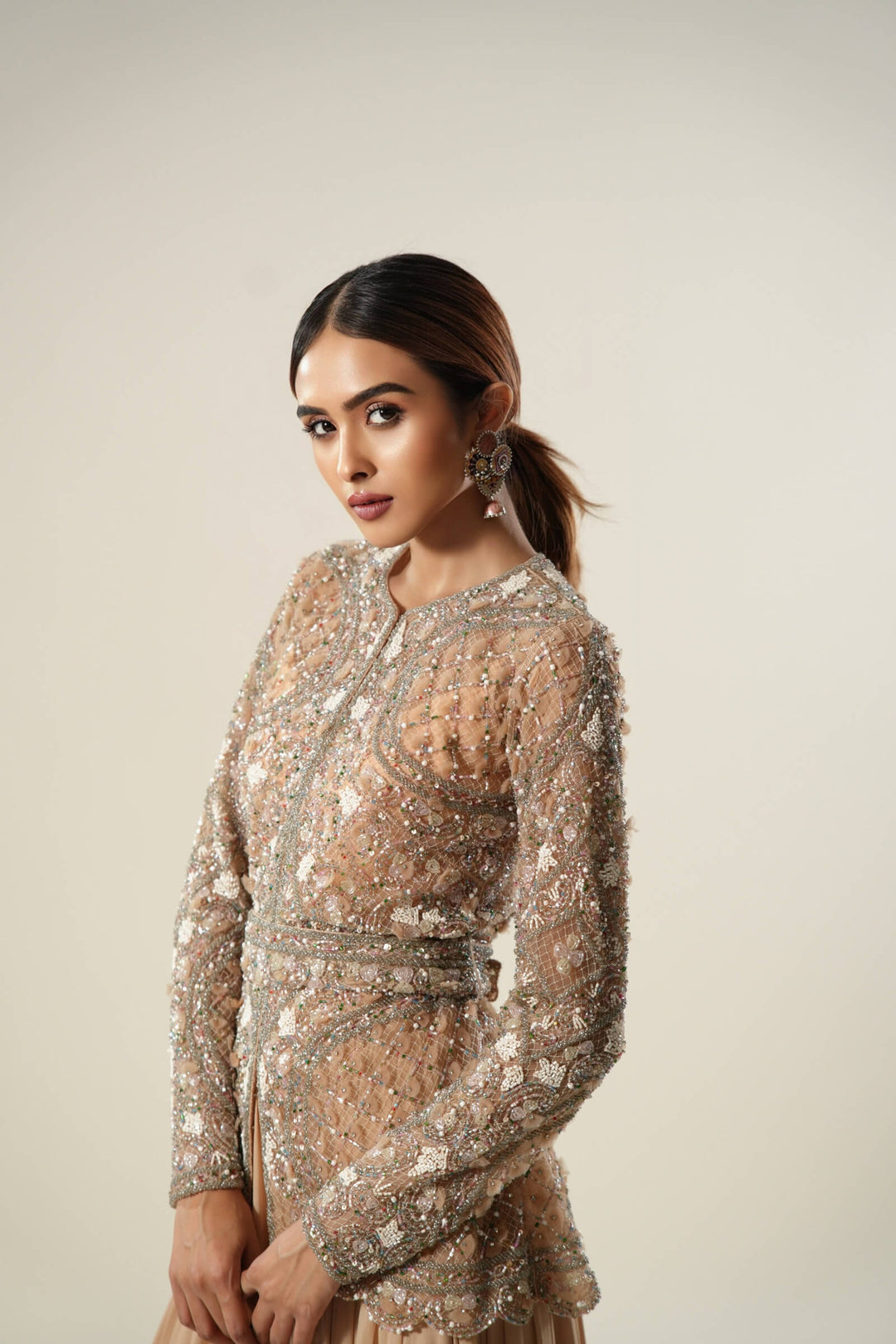 Peach Petal Jacket With Georgette Sharara