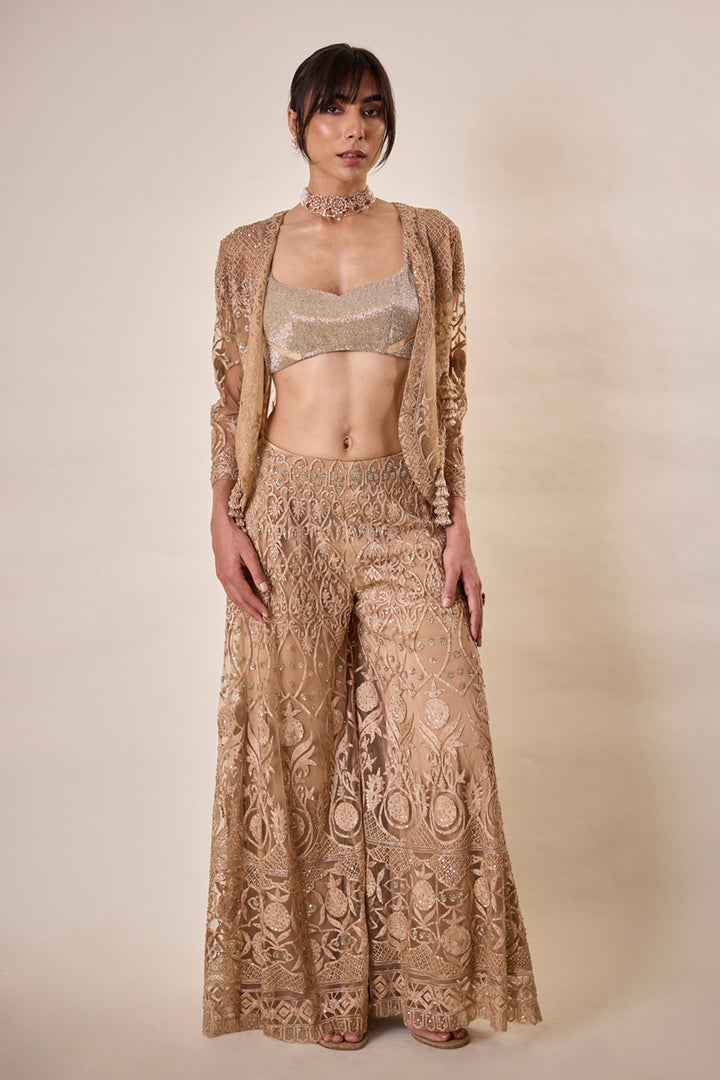 Nude Threadwork Sharara Set