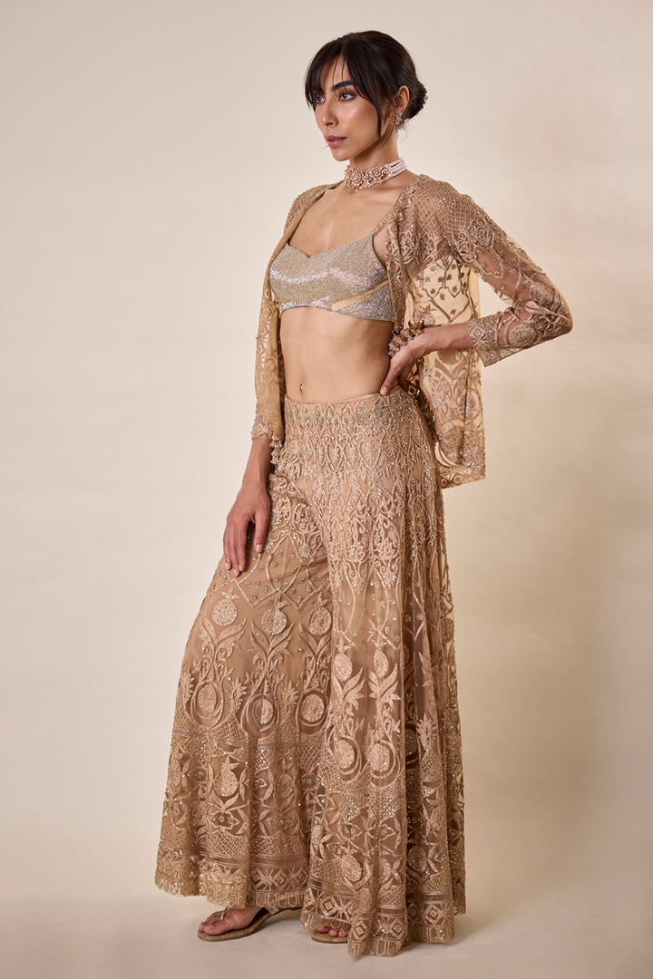 Nude Threadwork Sharara Set