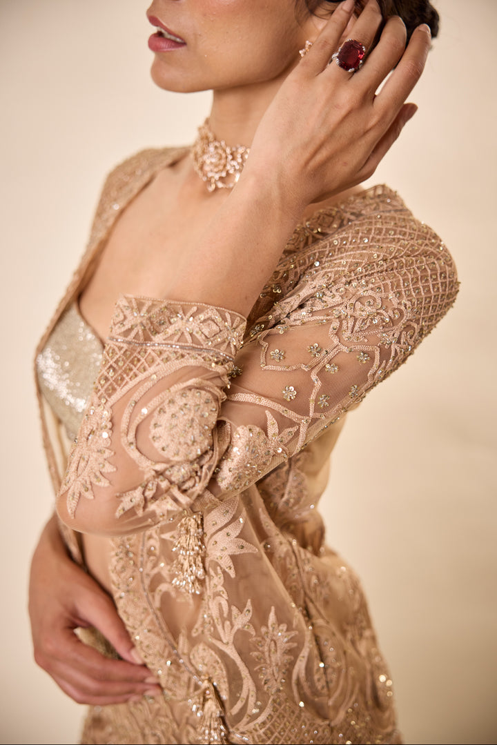 Nude Threadwork Sharara Set