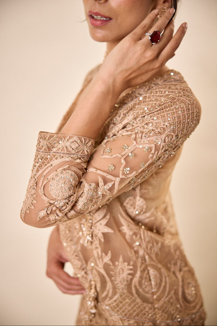 Nude Threadwork Sharara Set