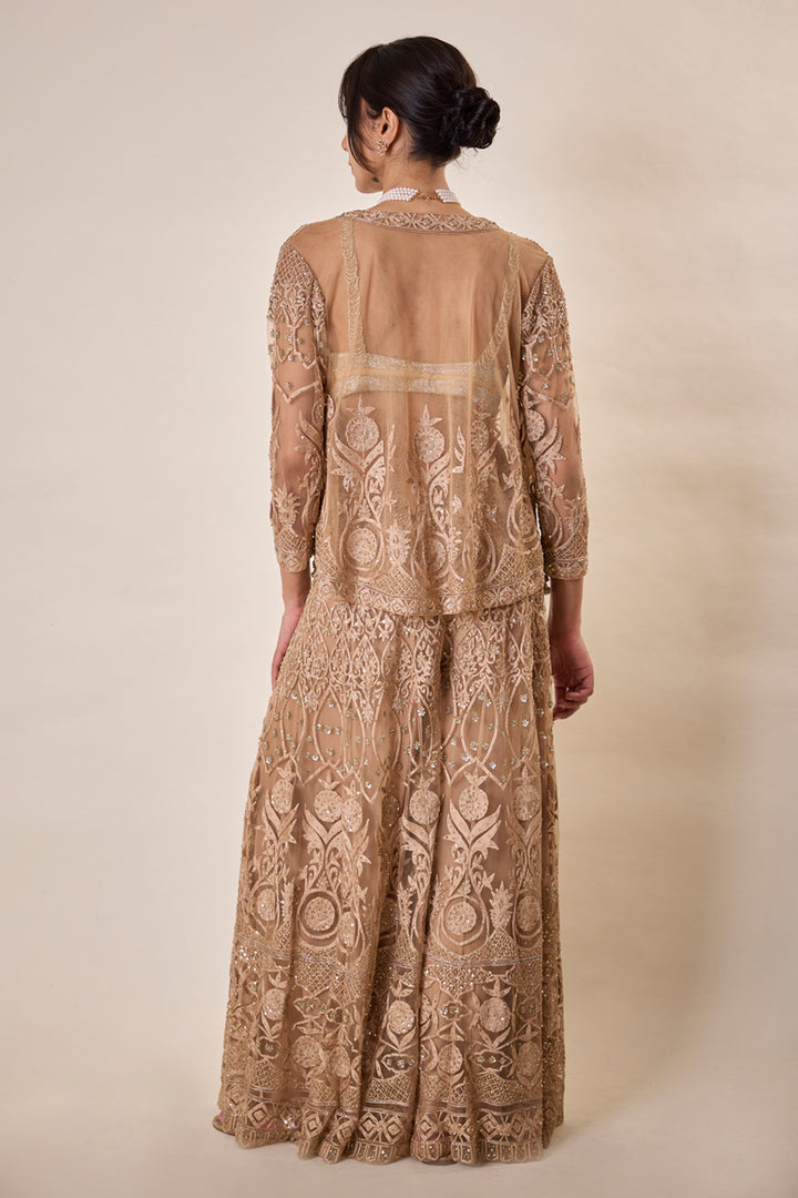 Nude Threadwork Sharara Set