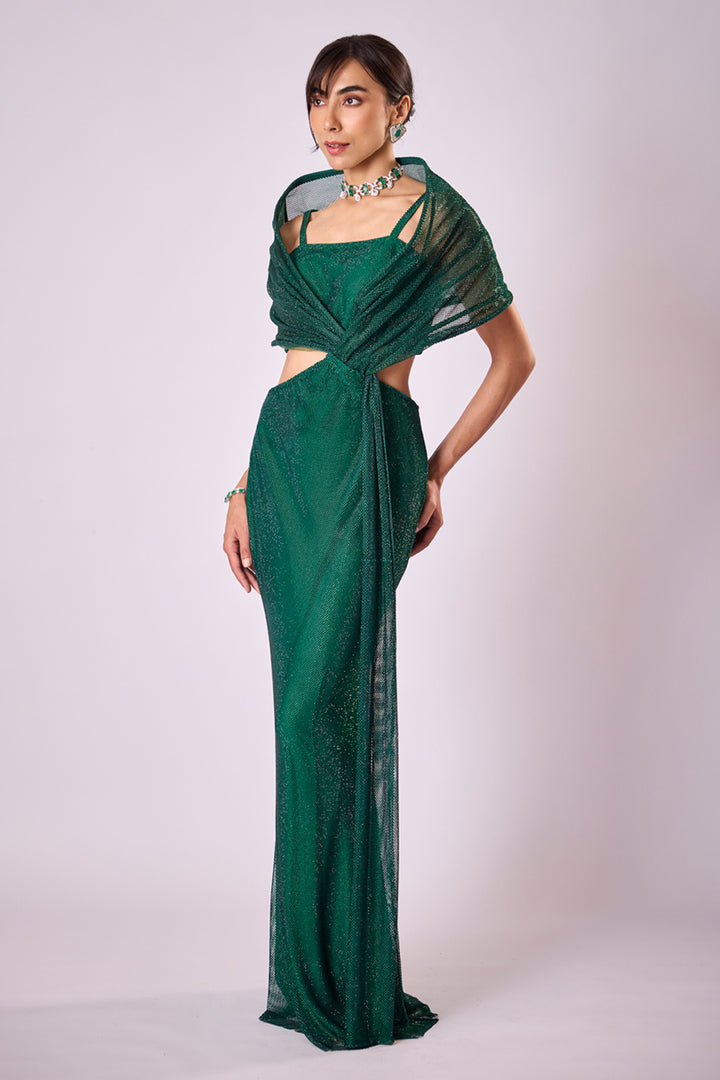 Emerald Green Lumina Draped Gown