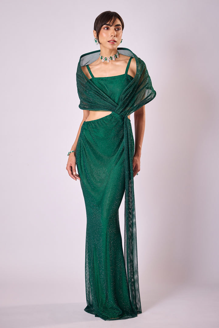 Emerald Green Lumina Draped Gown