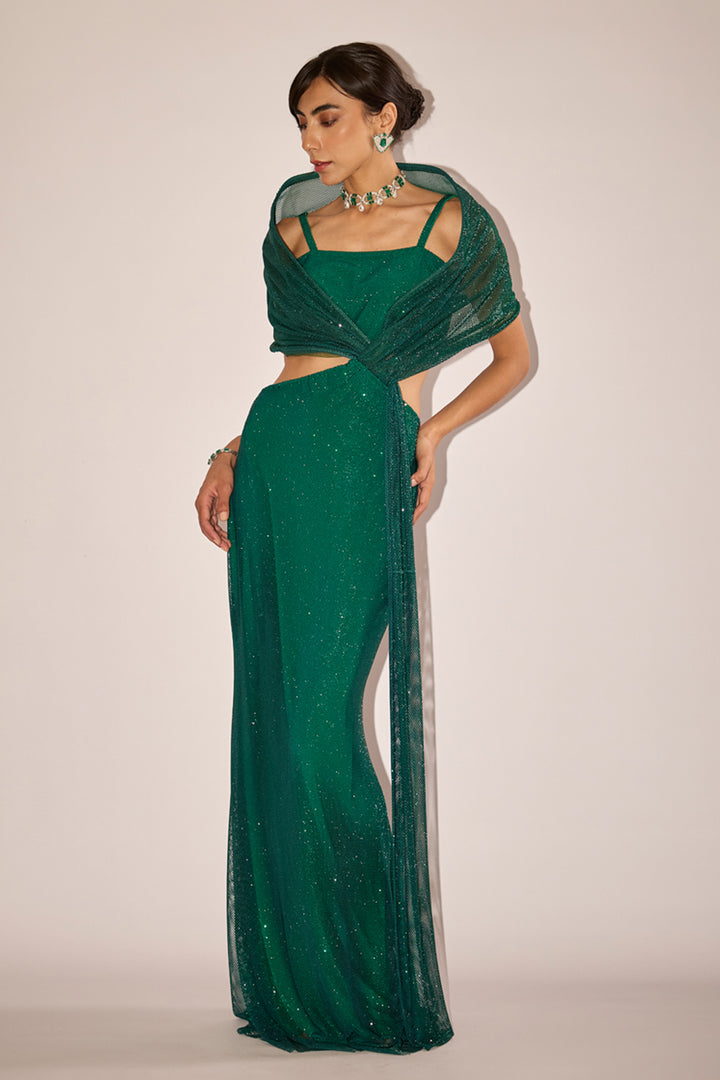 Emerald Green Lumina Draped Gown