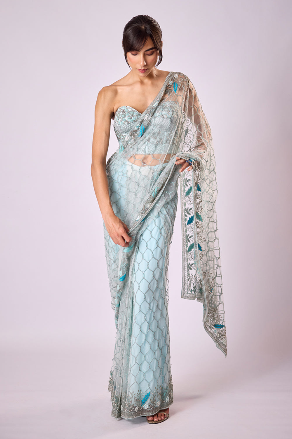 Blue Moroccan Sari With Corset