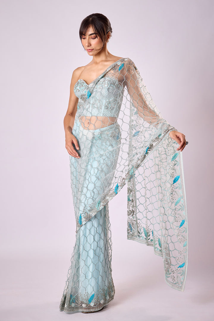 Blue Moroccan Sari With Corset