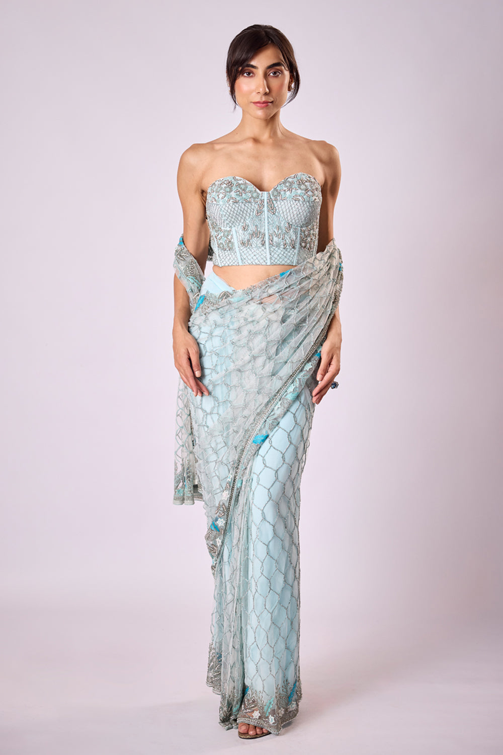 Blue Moroccan Sari With Corset