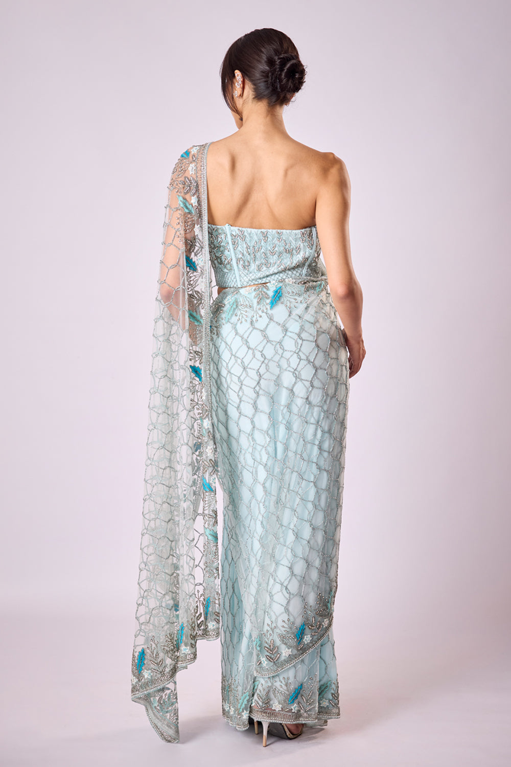 Blue Moroccan Sari With Corset