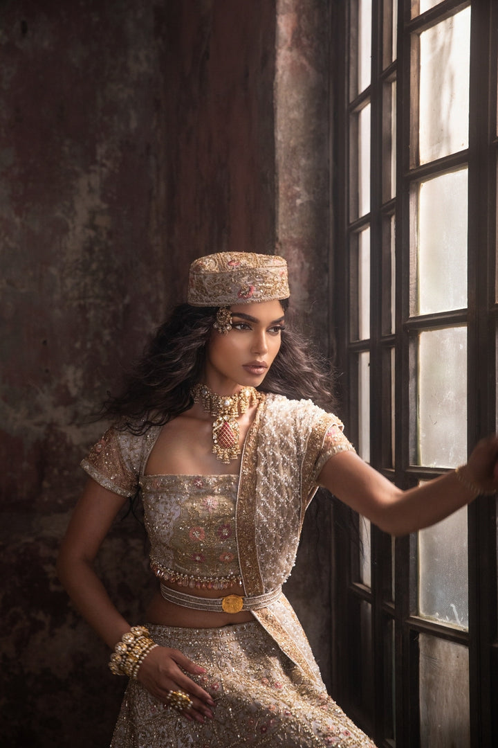 Grey Organza Lehenga With Blouse And Dupatta
