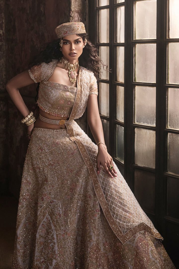 Grey Organza Lehenga With Blouse And Dupatta
