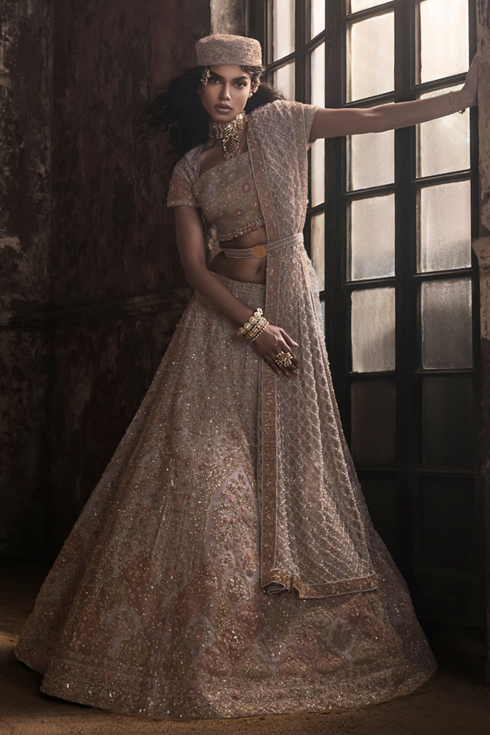 Grey Organza Lehenga With Blouse And Dupatta