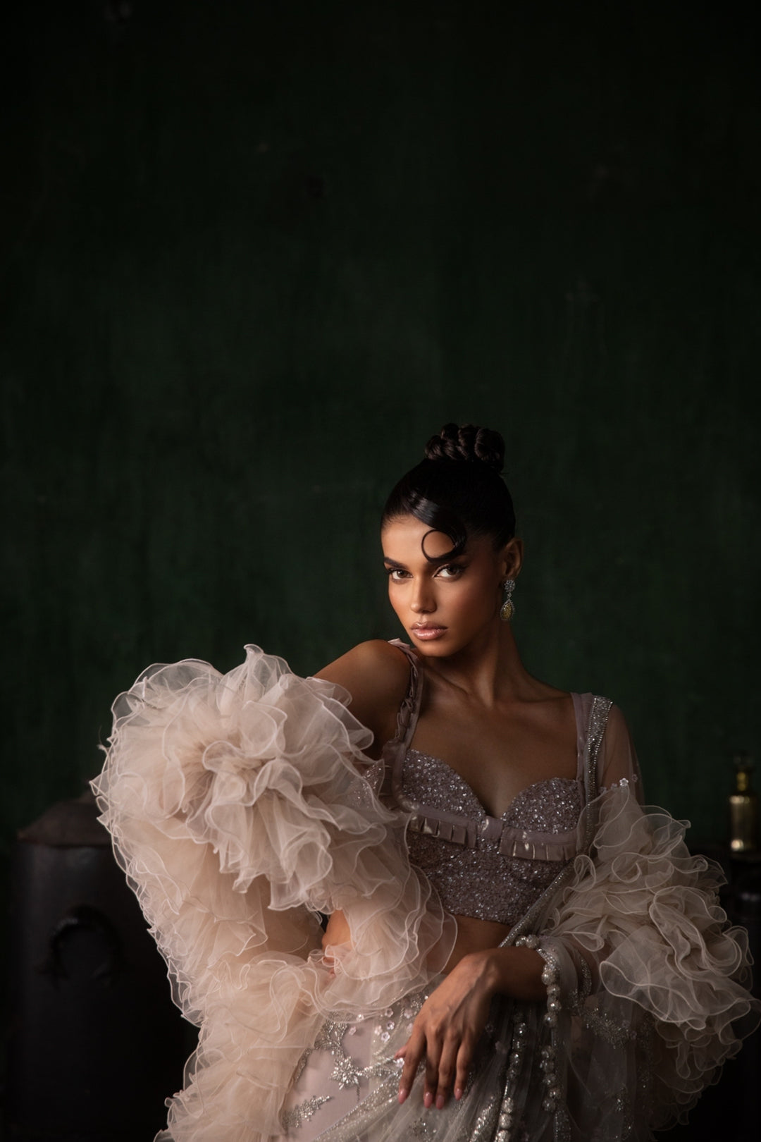 Stone Pre-stitched Saree With Sequinned Blouse