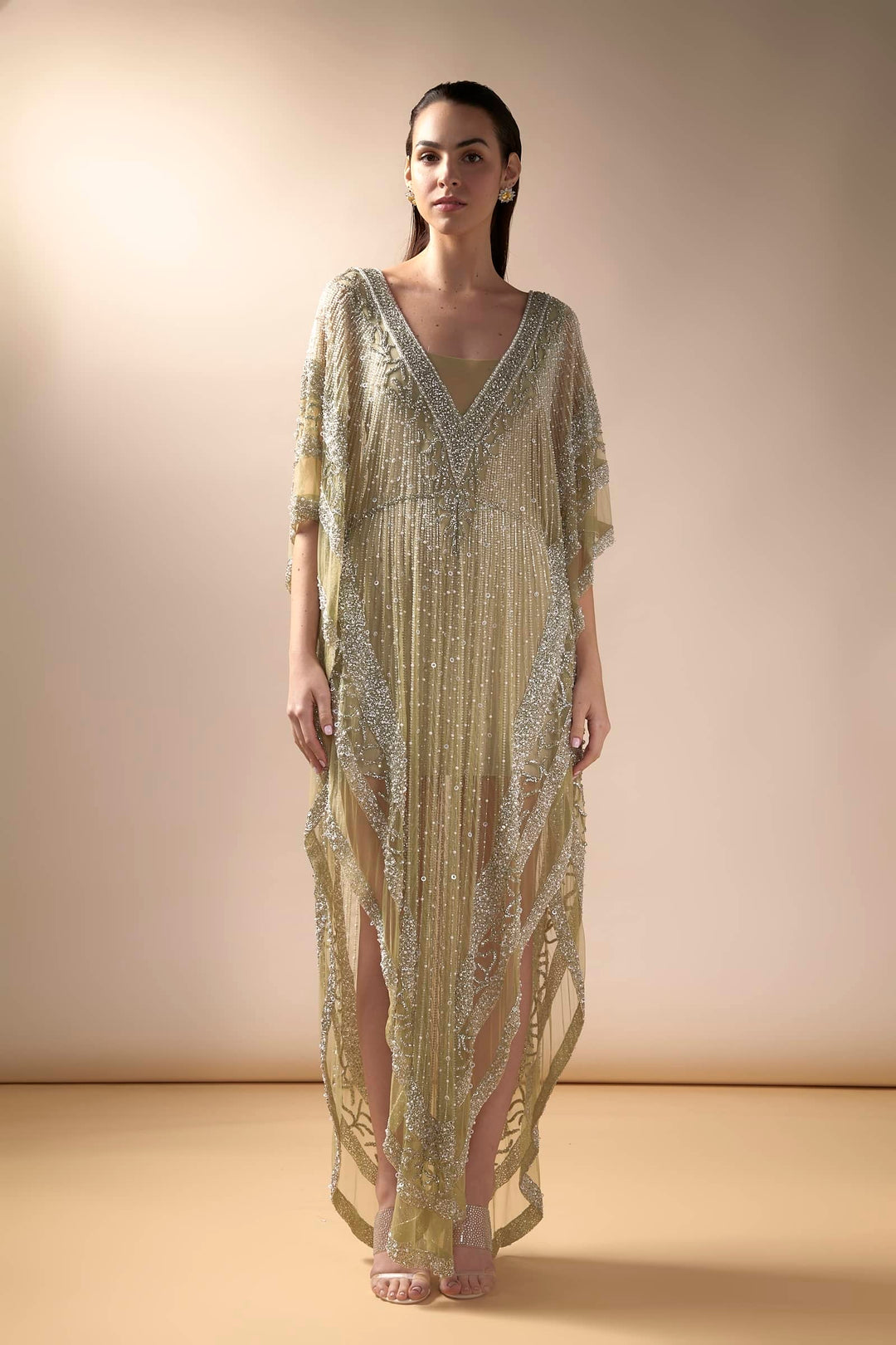 Crystal embellished Kaftan (Lime)