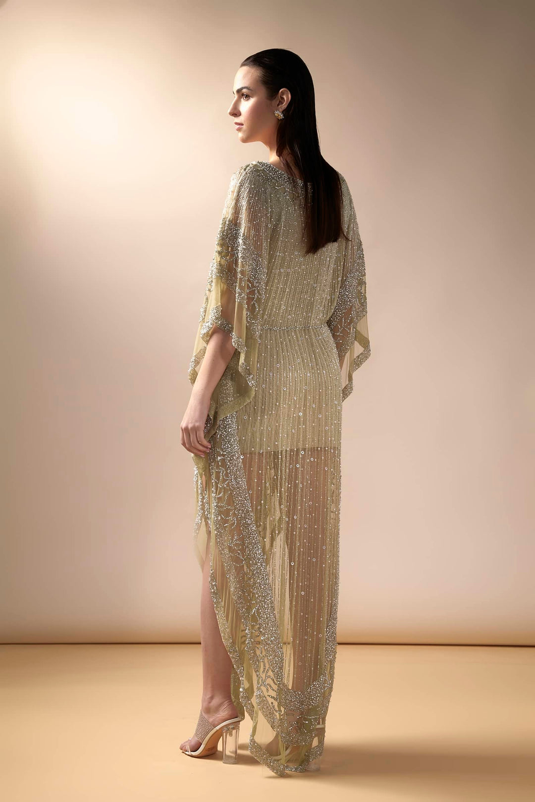 Crystal embellished Kaftan (Lime)