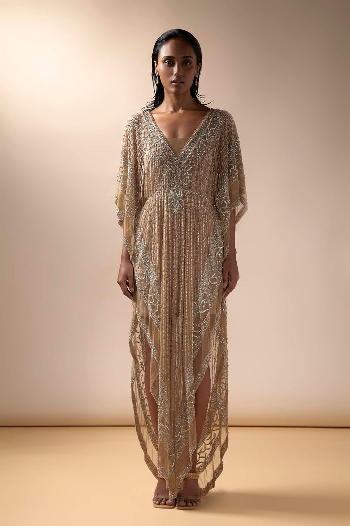 Crystal Embellished Kaftan (Nude)