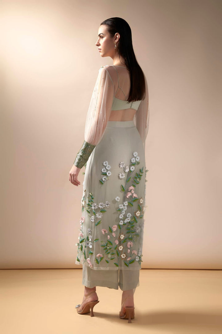 Blossom Tunic Set With Cropped Pants And Bralet (Mint)