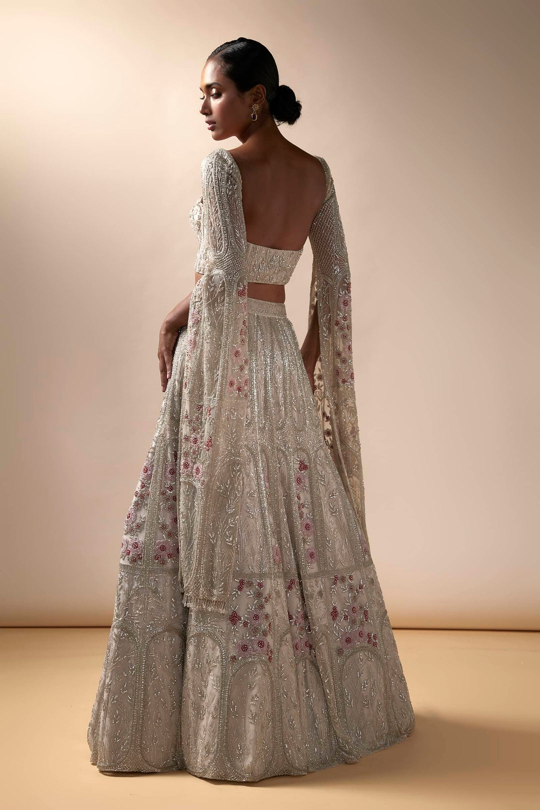 Grey Bagh Lehenga With Corset And Infinity Sleeves