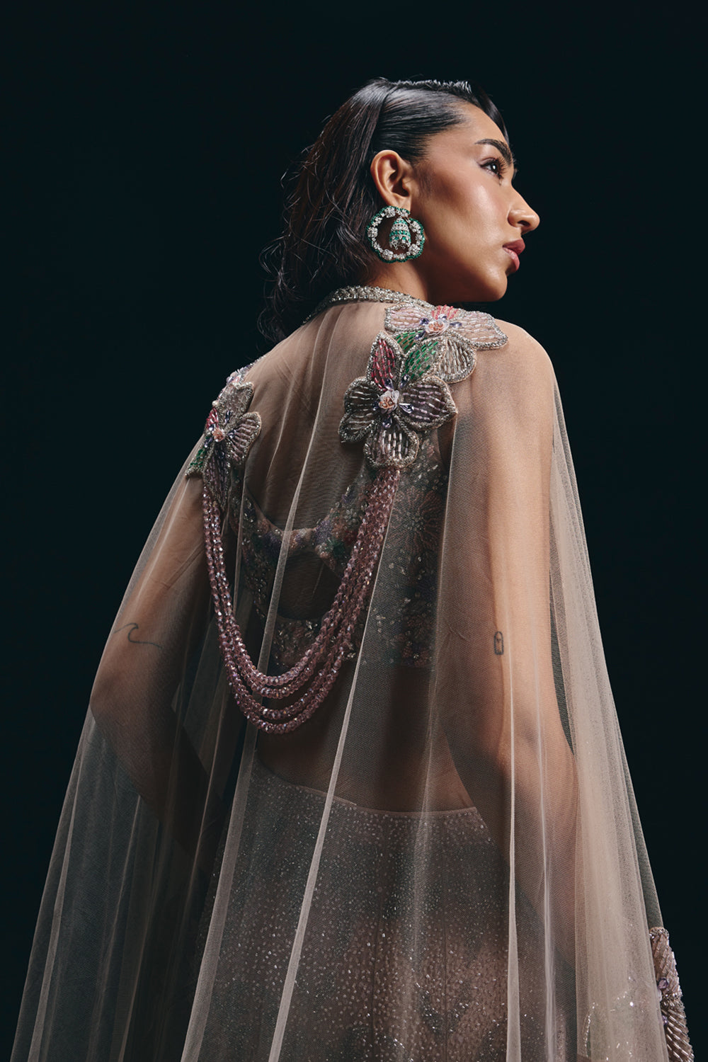 Rosa - Pink Organza Fit and Flare Lehenga Set