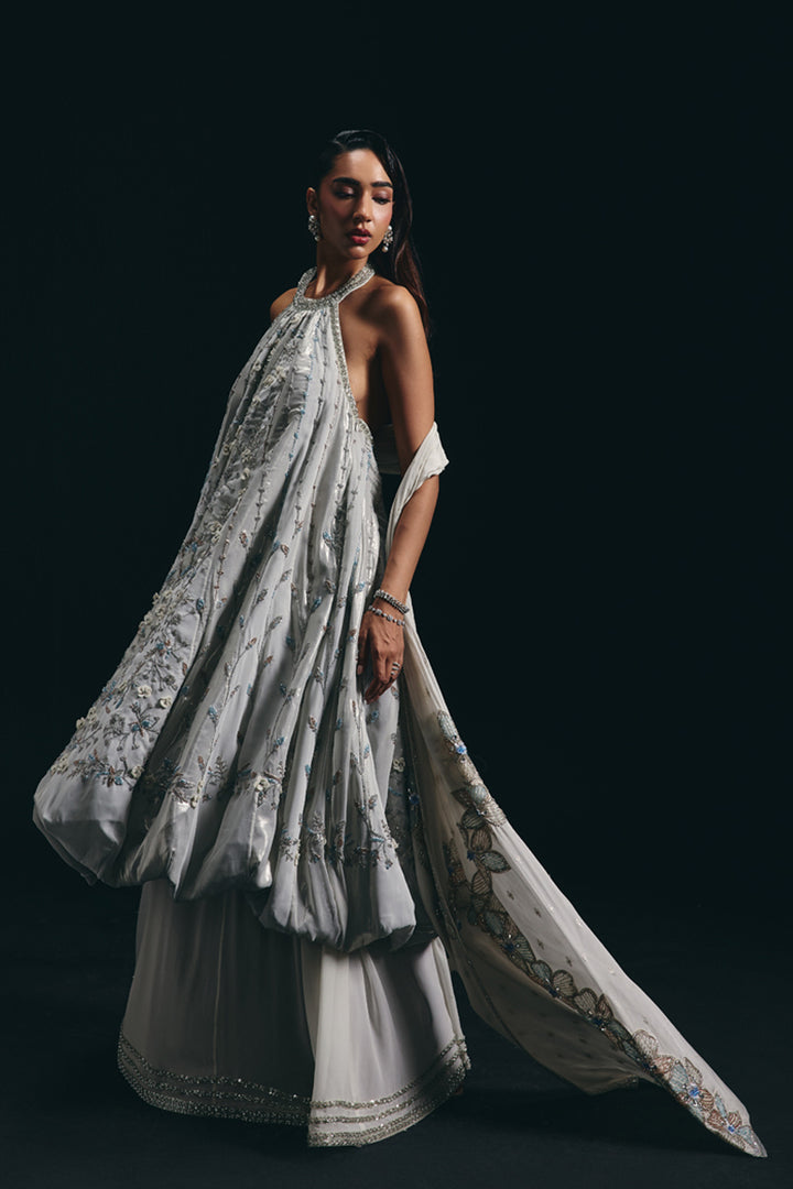 Ivy - Ivory Balloon Kurta With Lehenga Set