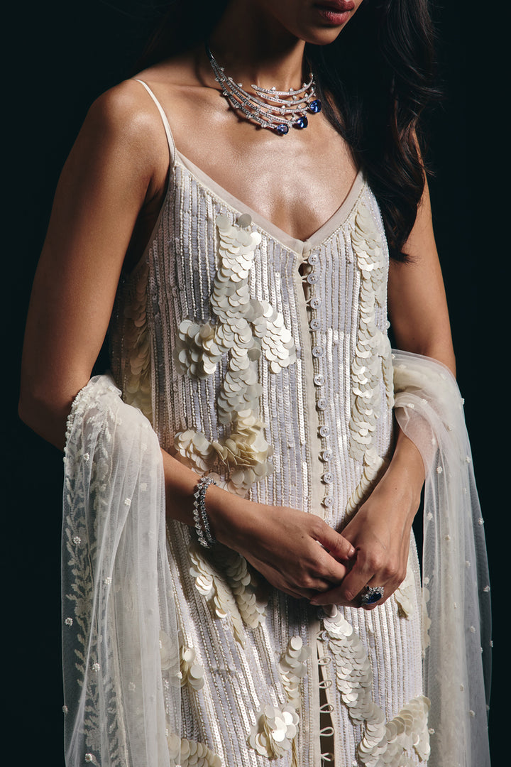 Eira- Ivory Sharara Set With Sequins Work