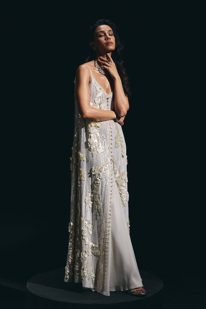 Eira- Ivory Sharara Set With Sequins Work