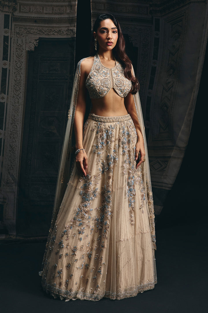 Myra - Champagne Double Layered Lehenga Set
