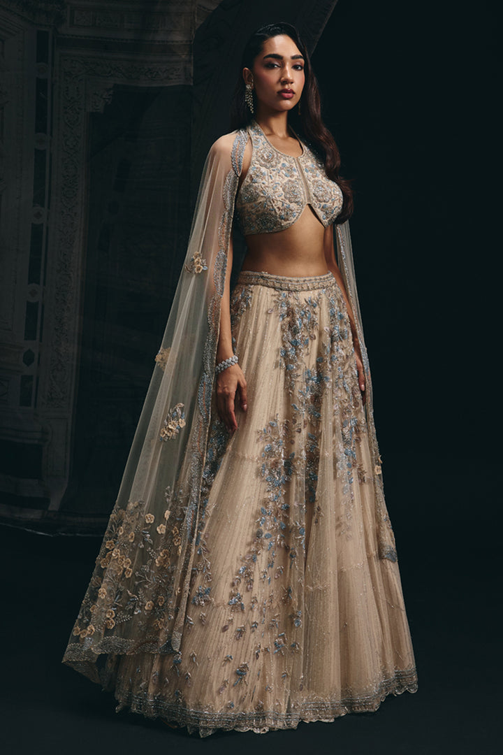 Myra - Champagne Double Layered Lehenga Set