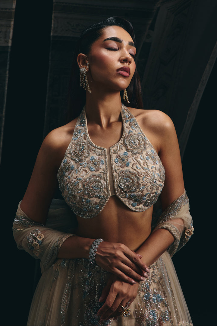 Myra - Champagne Double Layered Lehenga Set