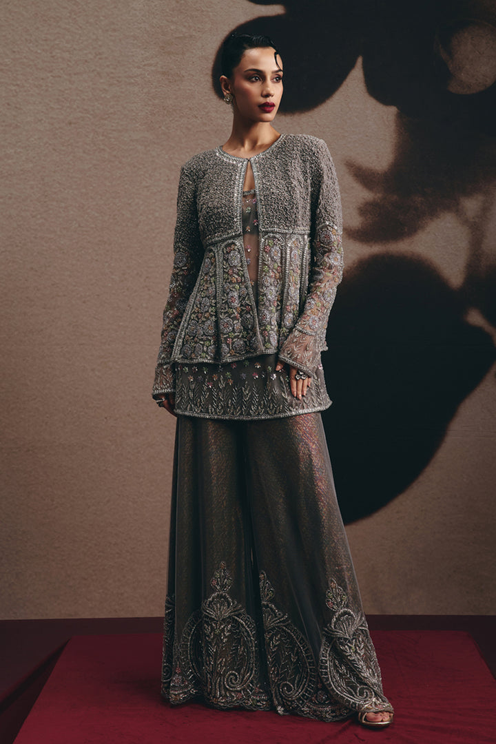 Kaia - Charcoal 3D Embellished Sharara Set