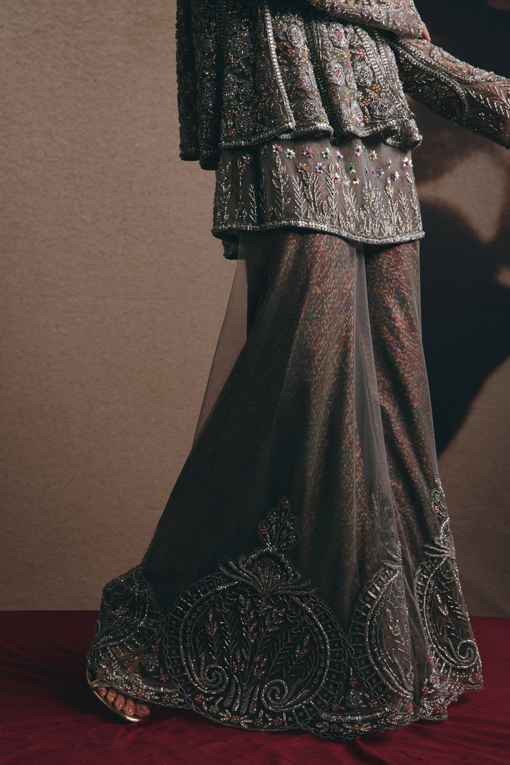 Kaia - Charcoal 3D Embellished Sharara Set