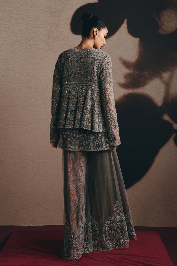 Kaia - Charcoal 3D Embellished Sharara Set