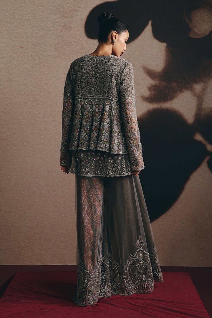 Kaia - Charcoal 3D Embellished Sharara Set