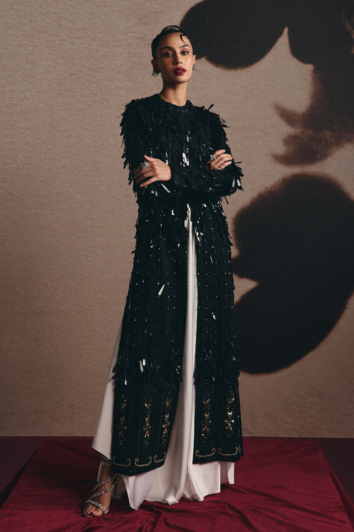 Nova - Black Tassel Jacket With Satin Pant Set