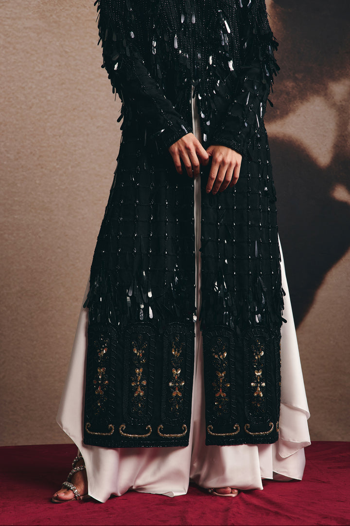 Nova - Black Tassel Jacket With Satin Pant Set