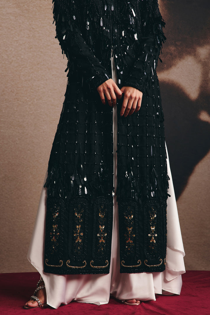 Nova - Black Tassel Jacket With Satin Pant Set