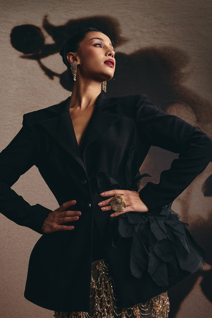 Carina - Blazer and Gilded Crystal Skirt Set