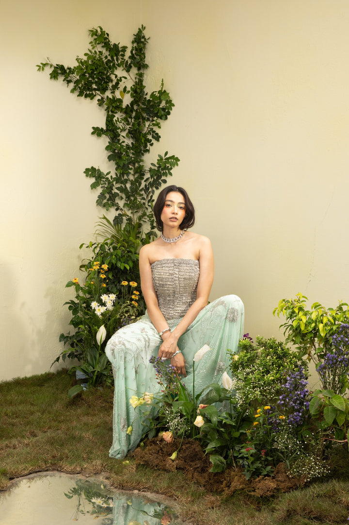 Opaline 3d Embroidered Off Shoulder Top With Embroidered Constellation Pants