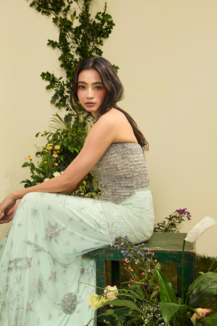 Opaline 3d Embroidered Off Shoulder Top With Embroidered Constellation Pants