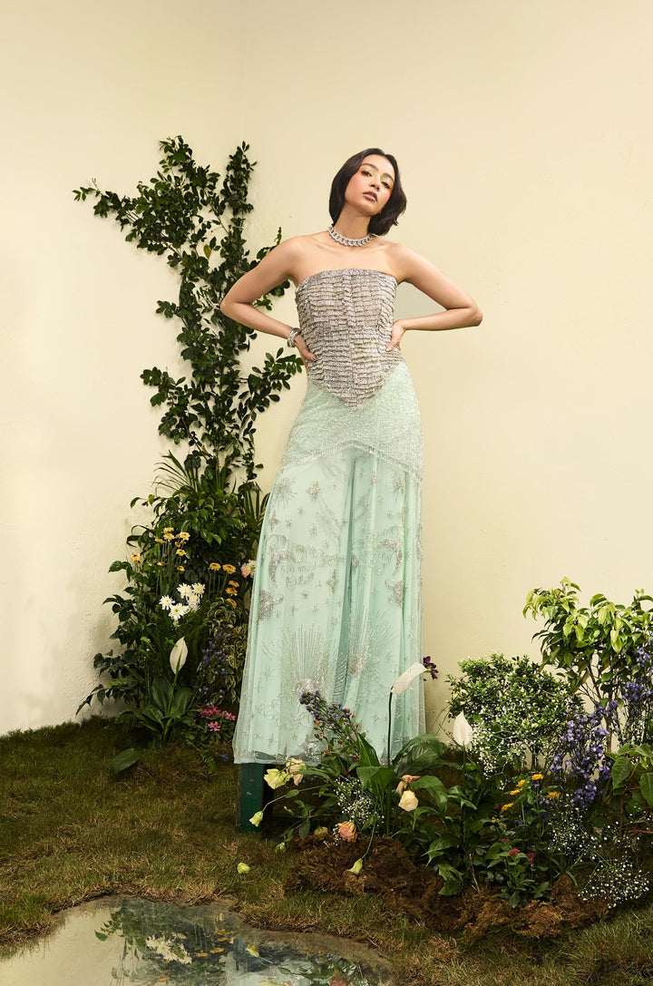 Opaline 3d Embroidered Off Shoulder Top With Embroidered Constellation Pants