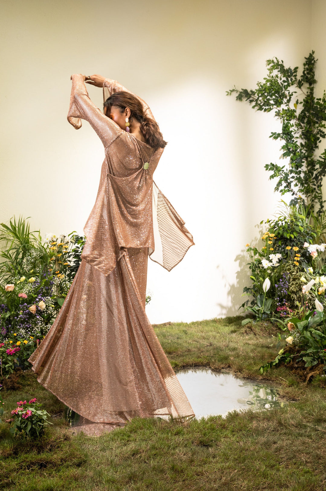 Rose Gold Rhinestone Kaftan Set