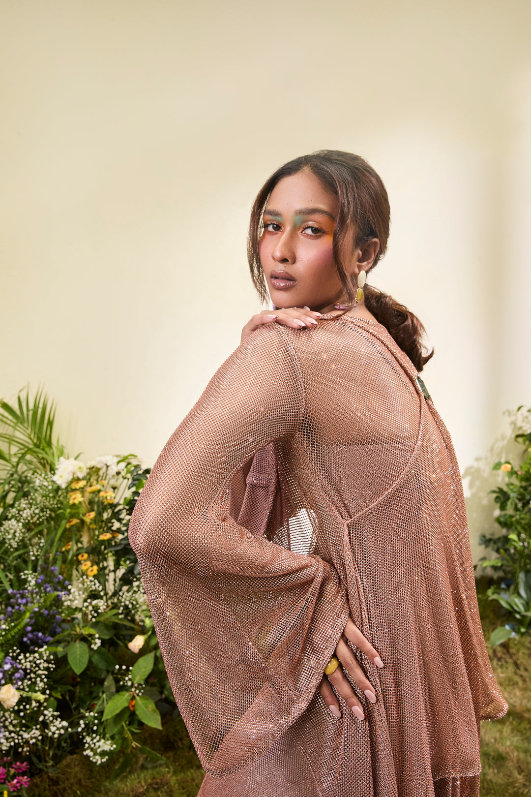 Rose Gold Rhinestone Kaftan Set